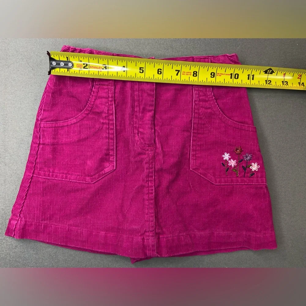 Gymboree Skort Adjustable waist Hot Pink Corduroy Floral Embroidery Size 5